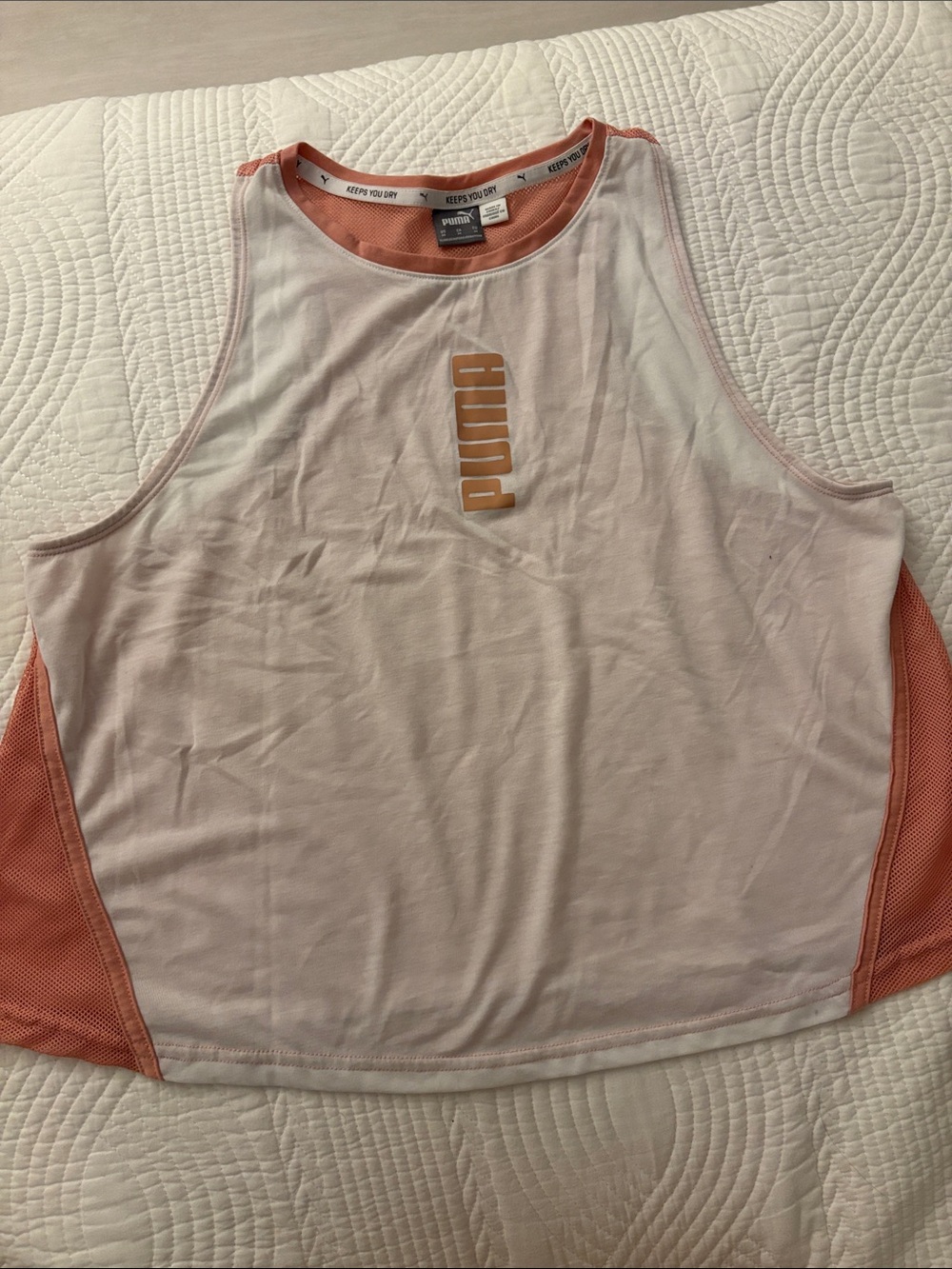 Puma Light Pink Tank with Coral Trim